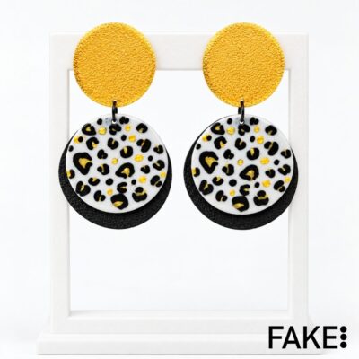 Pendientes deriva animal amarillo y blanco