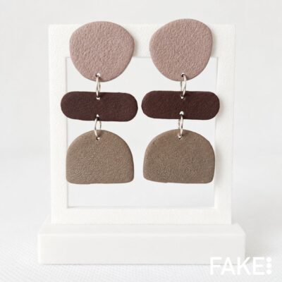 Pendientes Studio Triple Tierra arena, marrón y beige