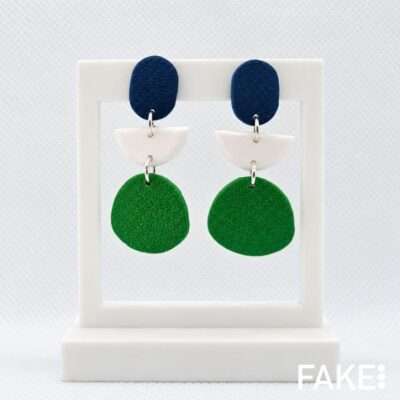 Pendientes Studio Geometría azul, blanco y verde